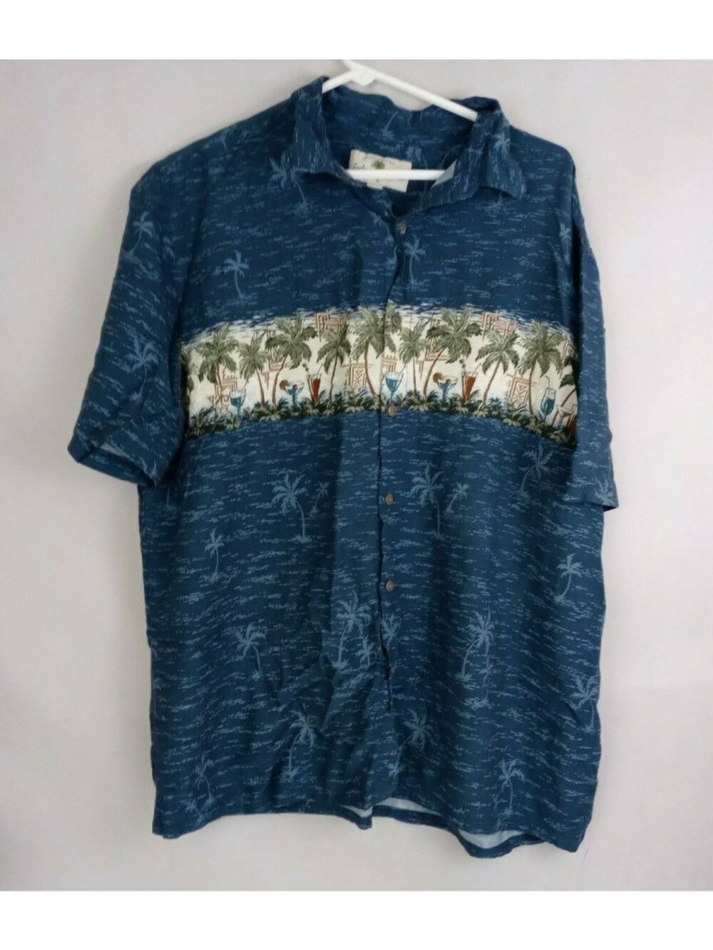 Island Shores Men's Hawaiian Casual Shirt With Drinks On The Beach Design XL